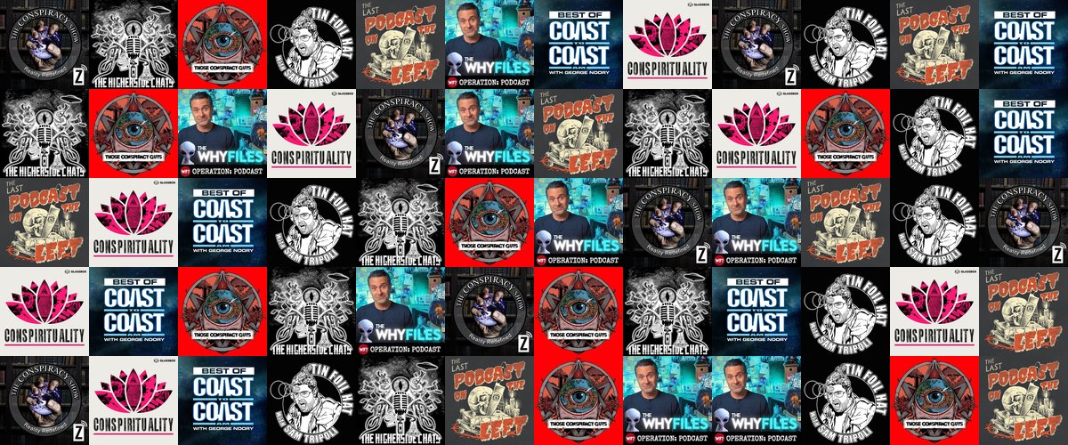 Artwork collage of the best conspiracy podcasts in 2026