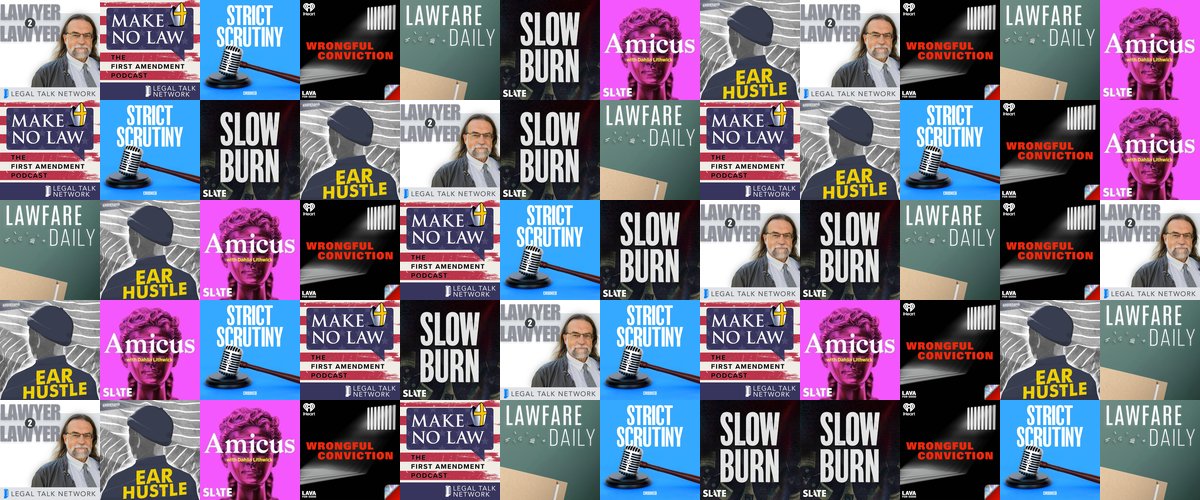 Artwork collage of the best legal and law podcasts in 2026