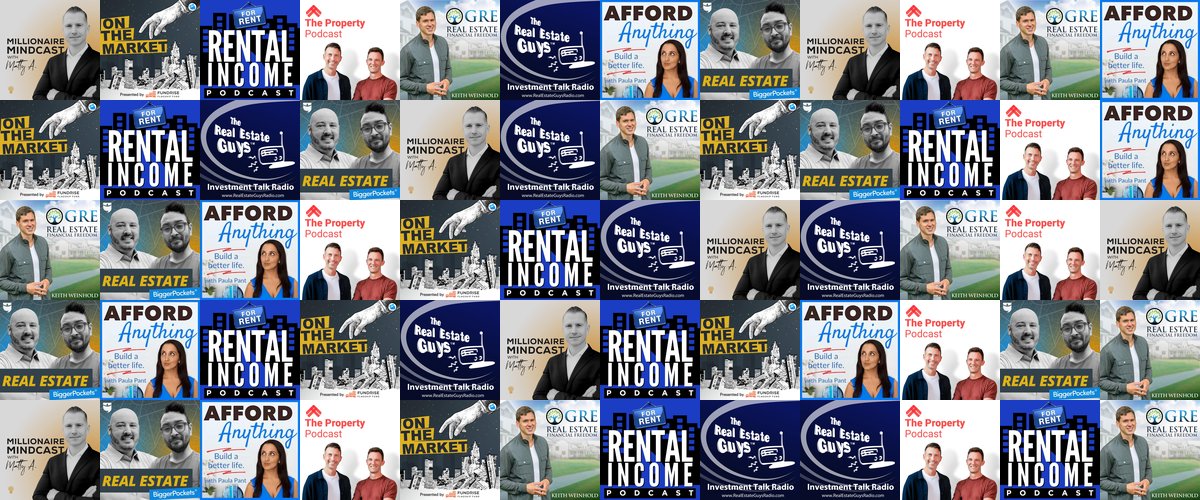Artwork collage of the best real estate podcasts in 2026