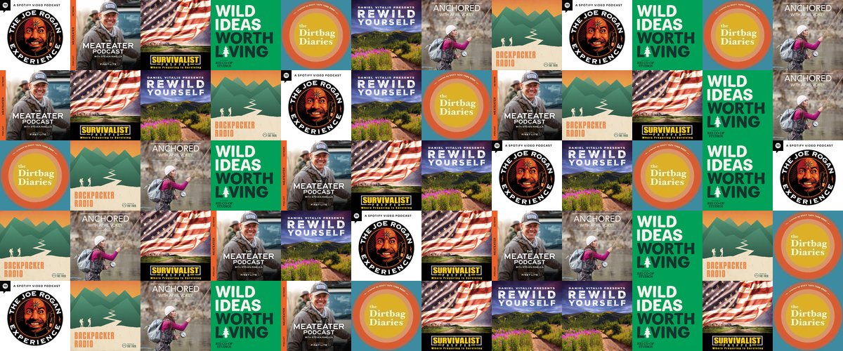 Artwork collage of the best survival and outdoor podcasts in 2026