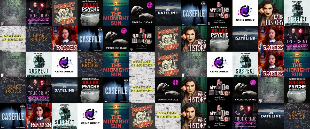 Artwork collage of the best true crime podcasts in 2026